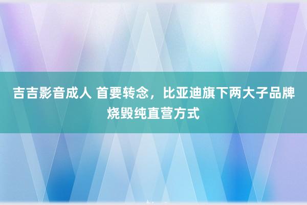 吉吉影音成人 首要转念，比亚迪旗下两大子品牌烧毁纯直营方式