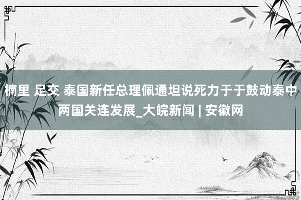 楠里 足交 泰国新任总理佩通坦说死力于于鼓动泰中两国关连发展_大皖新闻 | 安徽网