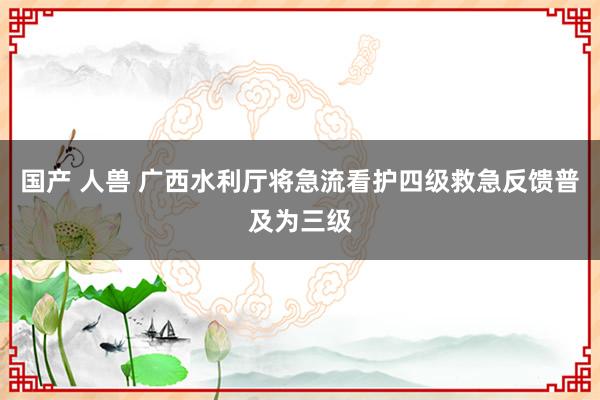 国产 人兽 广西水利厅将急流看护四级救急反馈普及为三级