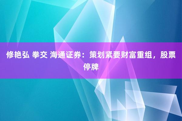 修艳弘 拳交 海通证券：策划紧要财富重组，股票停牌