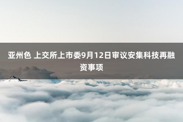 亚州色 上交所上市委9月12日审议安集科技再融资事项