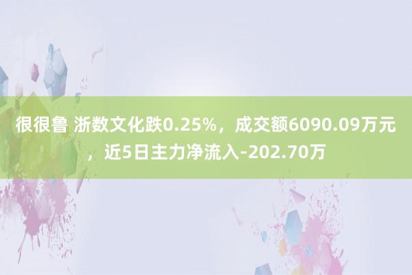 很很鲁 浙数文化跌0.25%，成交额6090.09万元，近5日主力净流入-202.70万